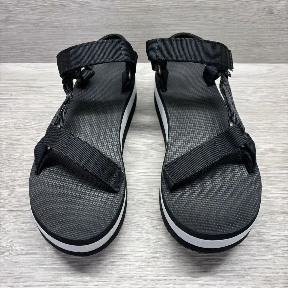 Teva Womens Casual Ankle Strap Platform Sandals Black Gray Size 10 Outdoor - Picture 8 of 13